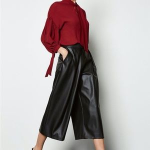 Faux Leather Culotte Pants
